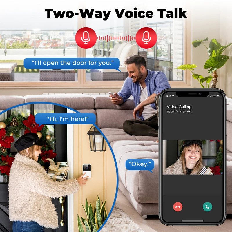 Home Security Front Door Camera - Campanello Video WiFi Tuya con Telecamera
